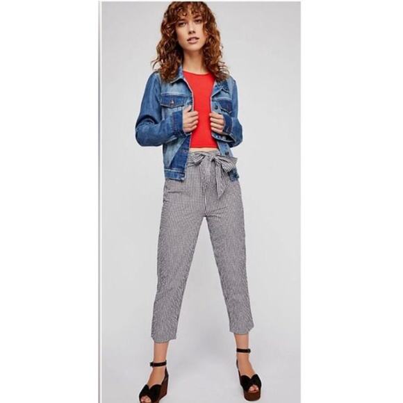 FREE PEOPLE Gingham Cropped Pants - Picture 1 of 4